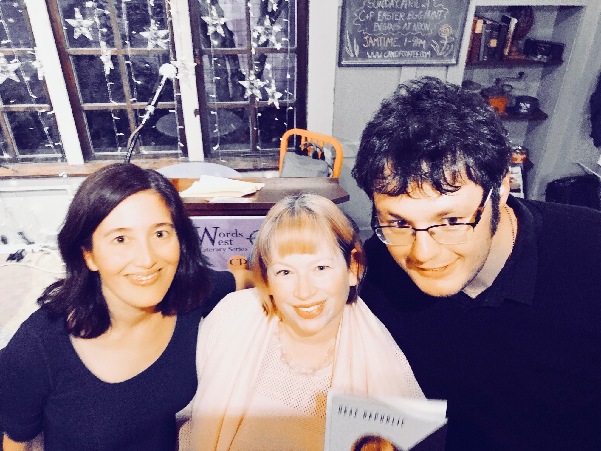 Poetry Month is Half Over! Poems Up at Menacing Hedge, Plus Ilya Kaminsky  and Mark Doty visit a Seatte coffee shop, and More Blooms @ Webbish6